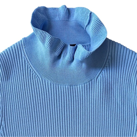 NWT J. Crew Supersculpt Ruffle Neck Mini Sweater Dress in Pale Seascape Size XS - Picture 3 of 12